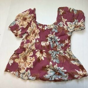 Floral Bubble Sleeve Blouse